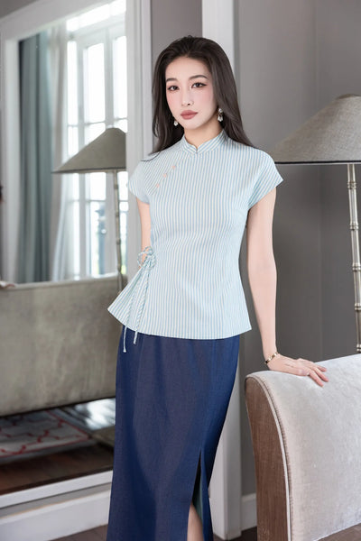 Brenda Top - Blue Stripe