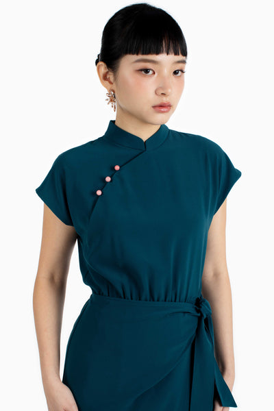 Debra Wrap Cheongsam - Teal