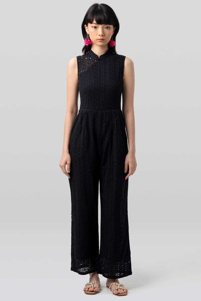 Hedy Jumpsuit - Black Eyelet