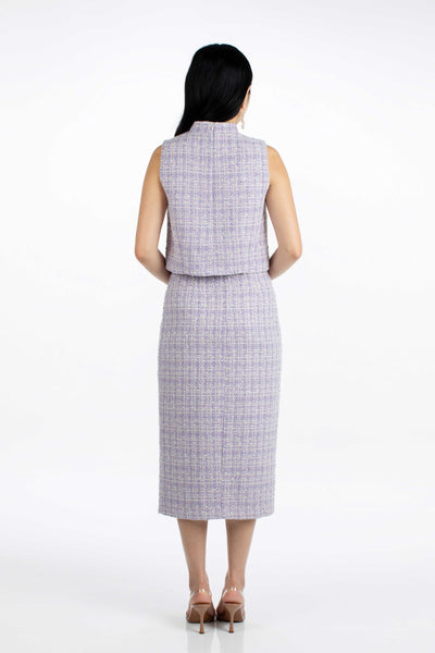 Trudy Top & Skirt Set - Lilac Tweed