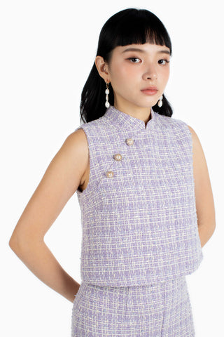 Trudy Top & Skirt Set - Lilac Tweed