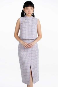 Trudy Top & Skirt Set - Lilac Tweed