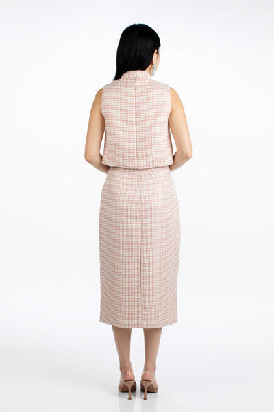 Trudy Top & Skirt Set - Pink Houndstooth