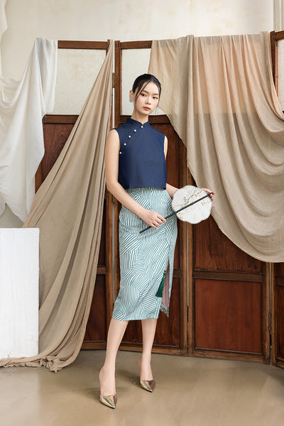 Josephine Skirt - Green Stripes