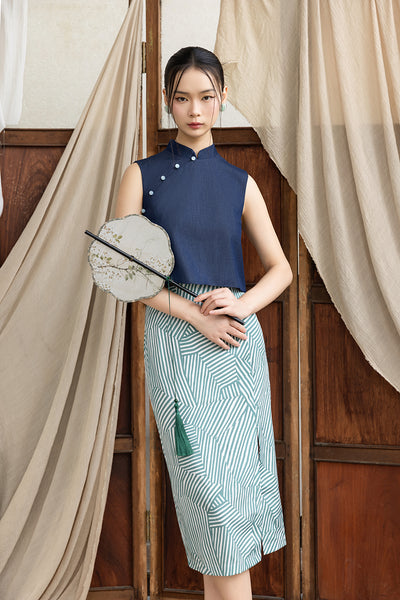 Josephine Skirt - Green Stripes