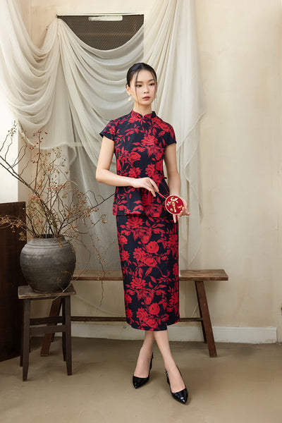 Connie Top - Red Floral