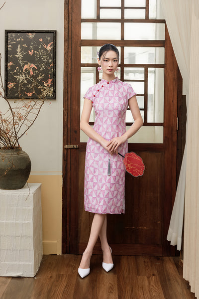Linda Cheongsam - Red Triangles
