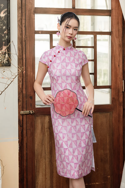 Linda Cheongsam - Red Triangles