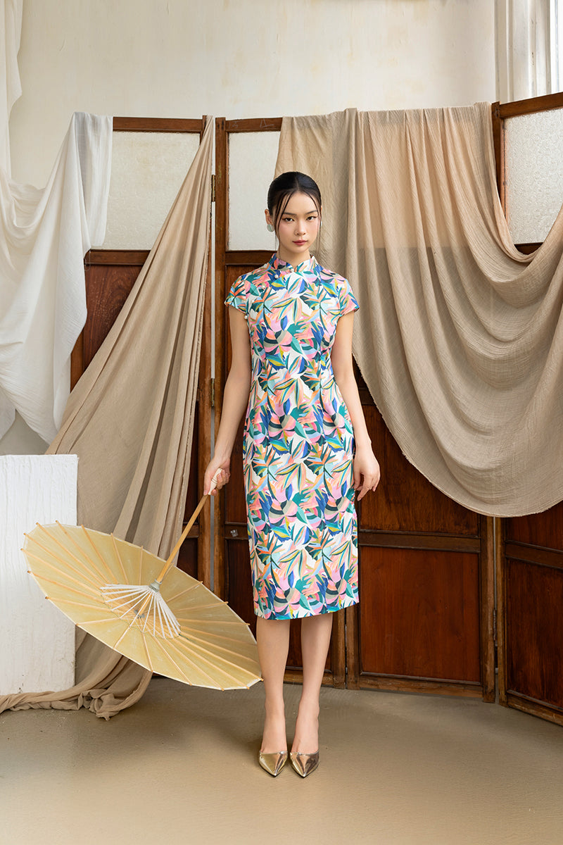 Linda Cheongsam - Tropical Abstract S / Tropical Abstract Linda Cheongsam - Tropical Abstract S / Tropical Abstract