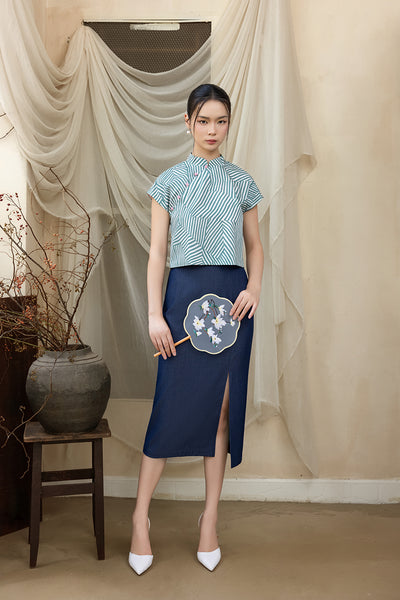 Rita Top - Green Stripes