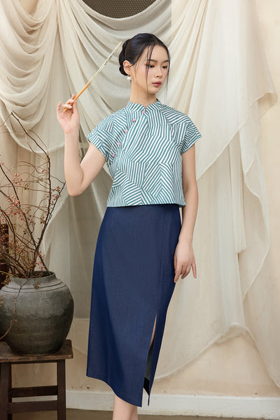 Rita Top - Green Stripes